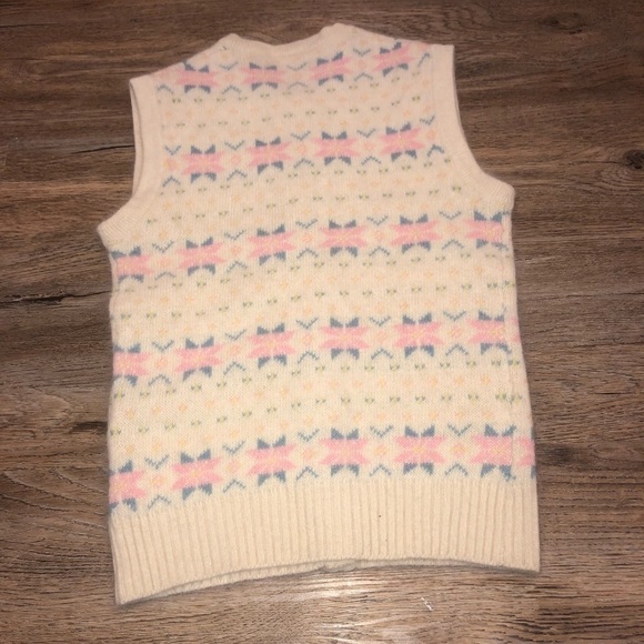 VINTAGE Angora Snowflake Snow Flakes Pastel Sweater Vest Sz Small - Picture 2 of 6